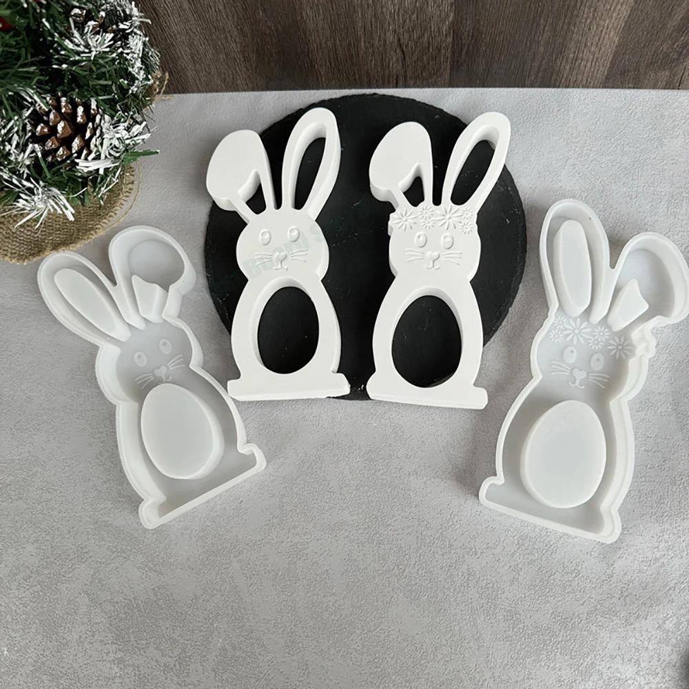 1Piece Cute Rabbit Shaped Silicone Mold Gypsum Pendant Candle Mold Crystal Dropping