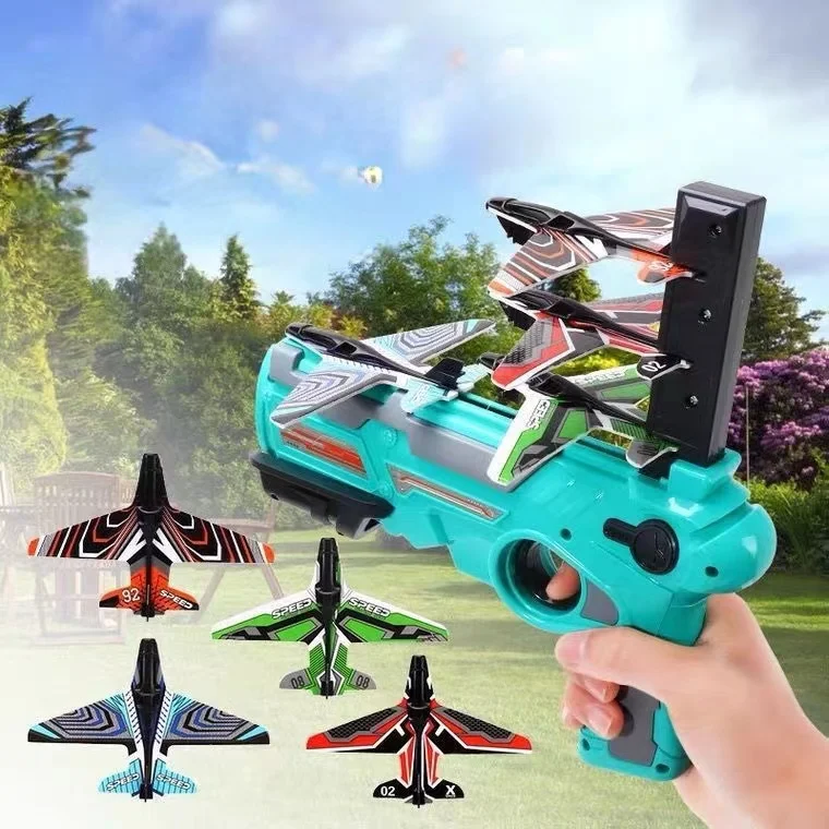 Foam Plane Launcher Bubble Airplanes Glider Hand Throw Catapult Plane Toy for Kid Guns Aircraft Shooting Game Toy Christmas gift 3