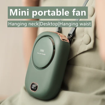 웨어러블 개인용 USB 휴대용 선풍기 책상 스탠드, 터치 컨트롤 배터리 전원, 리프리스 디자인, 실내 및 실외용, 3 단 속도