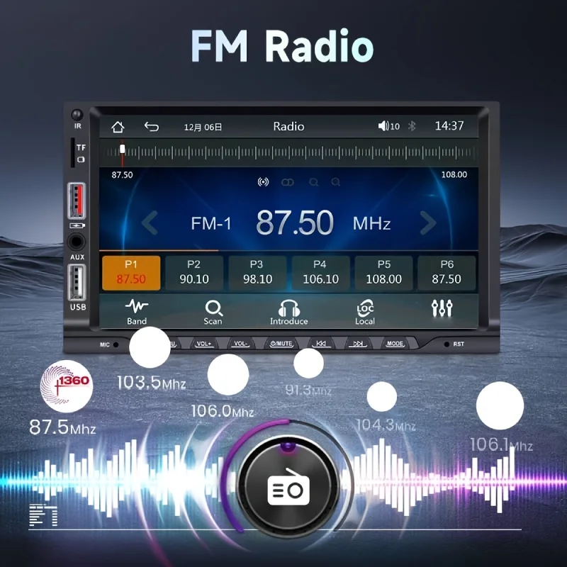 7인치 HD 터치스크린 차량용 MP5 플레이어 - 듀얼 DIN 스테레오, 후방 카메라, FM 라디오, 차량용 스테레오 시스템