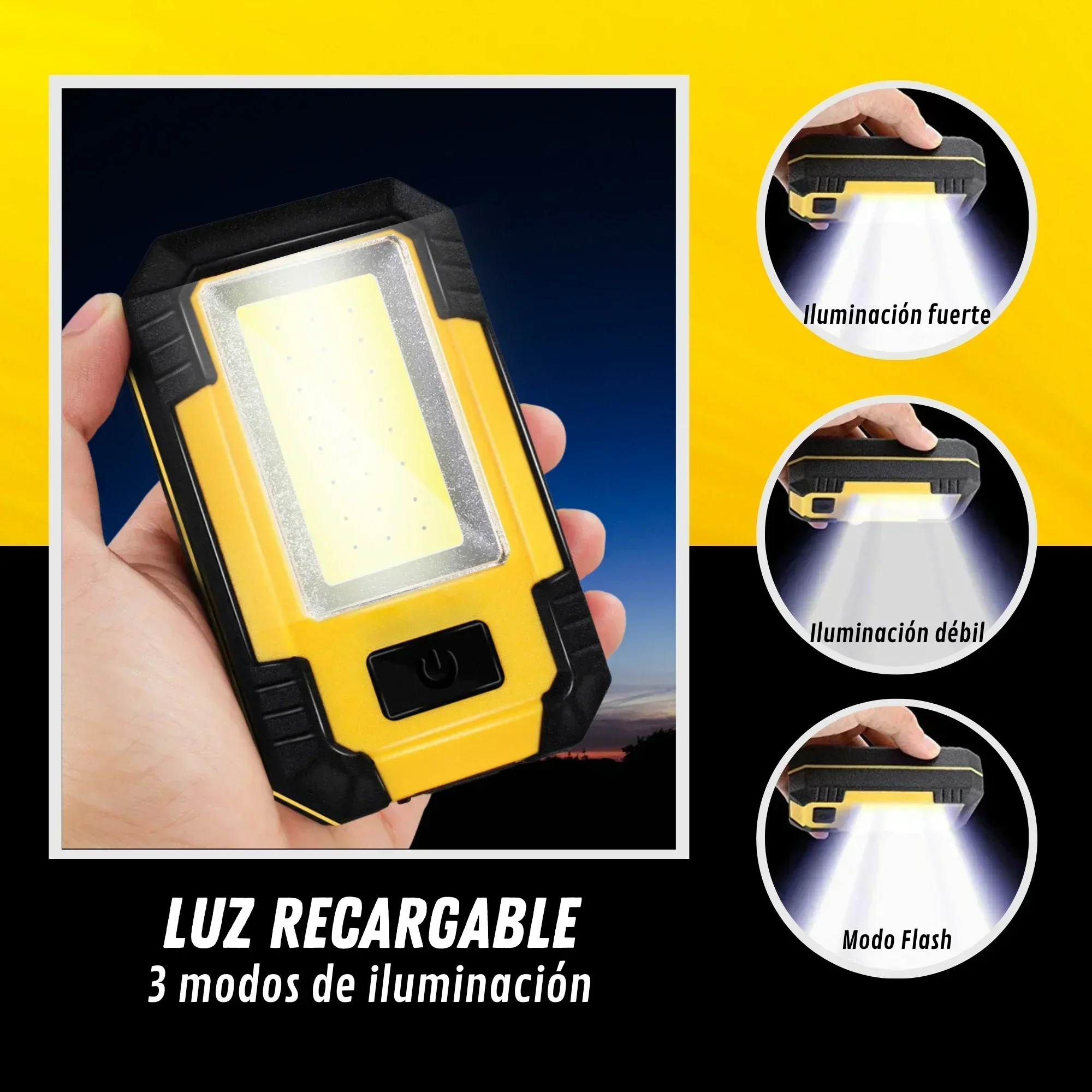 Multi-function 4000mah LED Work Light Rechargeable COB Flashlight With Magnetic Portable Outdoor Camping Lantern Emergency Lamp