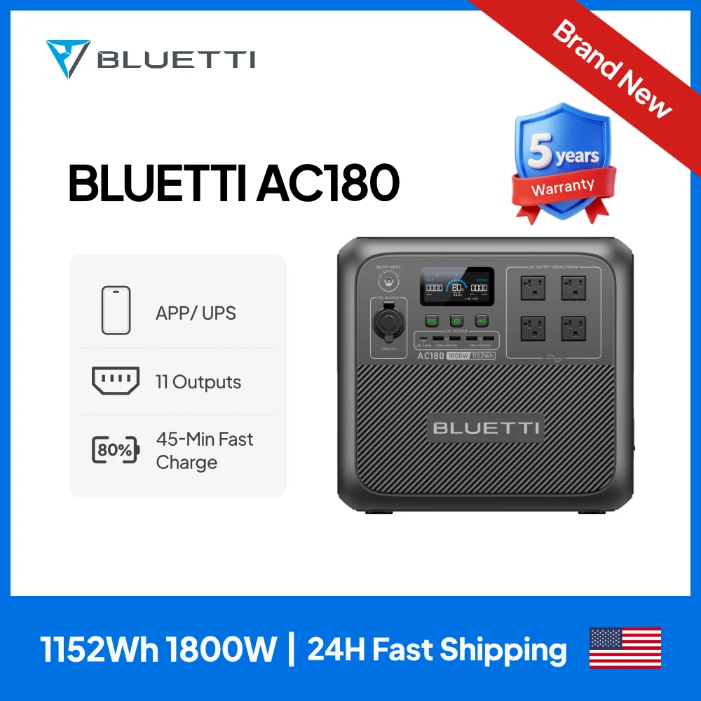 BLUETTI AC180 Portable Power Station – 1800W 1152Wh 1