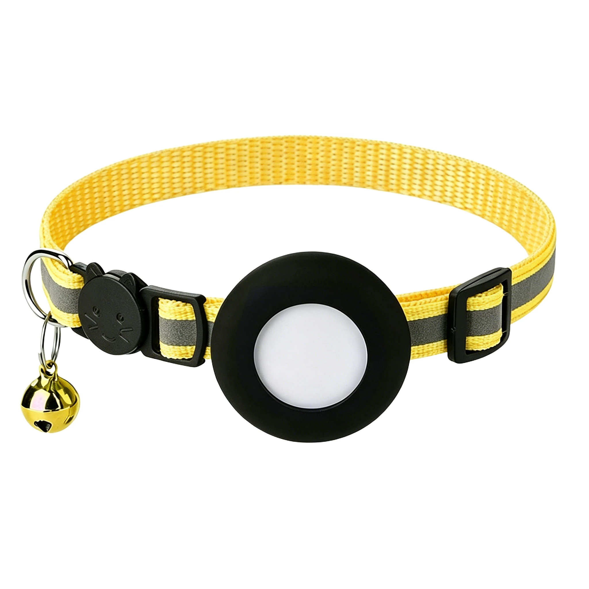 Reflective Breakaway Safety Pet Collar with Bell and GPS Holder