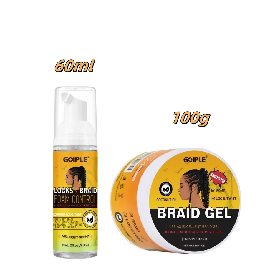 GOIPLE 60ml Braid Mousse for African Women Extra Hold Control Gel for Braiding Twist Locs High Shiny Moisturize Styling Products 1