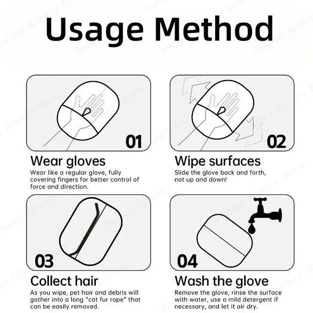 2025Pet Grooming Glove Double Sided Hair Removal Glove for Cats Dogs Bathing Cleaning Carpet Sofa Portable Washable PetAccessory 5