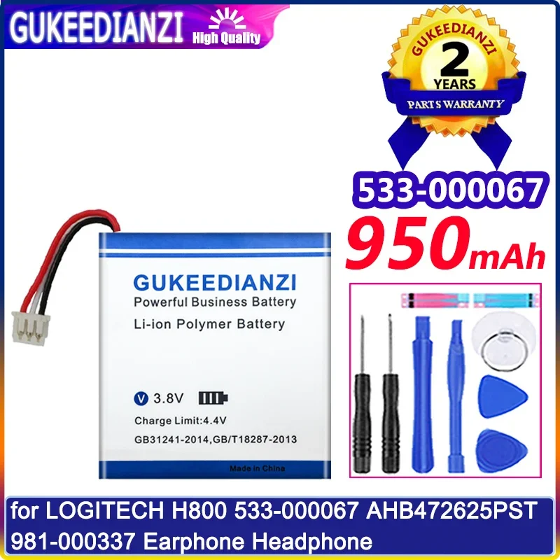 

950mAh Battery for LOGITECH H800 533-000067 AHB472625PST 981-000337 Earphone Headphone Batteries + Free Tools