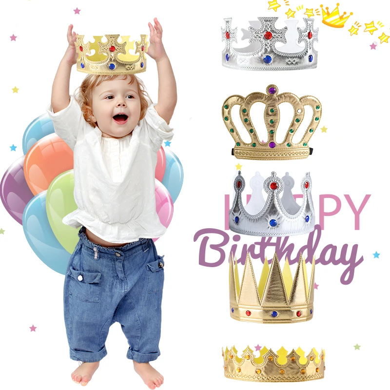 Happy Birthday Hat Gold Silver Adjustable King Princess Crown Girl Boy Adult Gifts Glitter Headwear Baby Shower Party Decoration party hat,birthday crown,birthday headband set