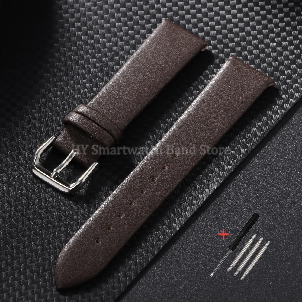 Leather Watch Strap | Ultra Thin Waterproof Wrist Band with Metal Pin Buckle