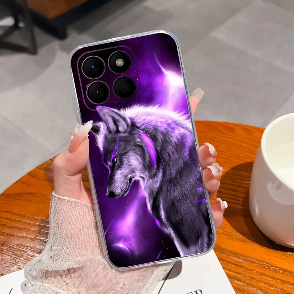 Clear TPU Silicone Soft Protective Case with Pretty Butterfly Bear Design for 6.75-Inch Smartphones