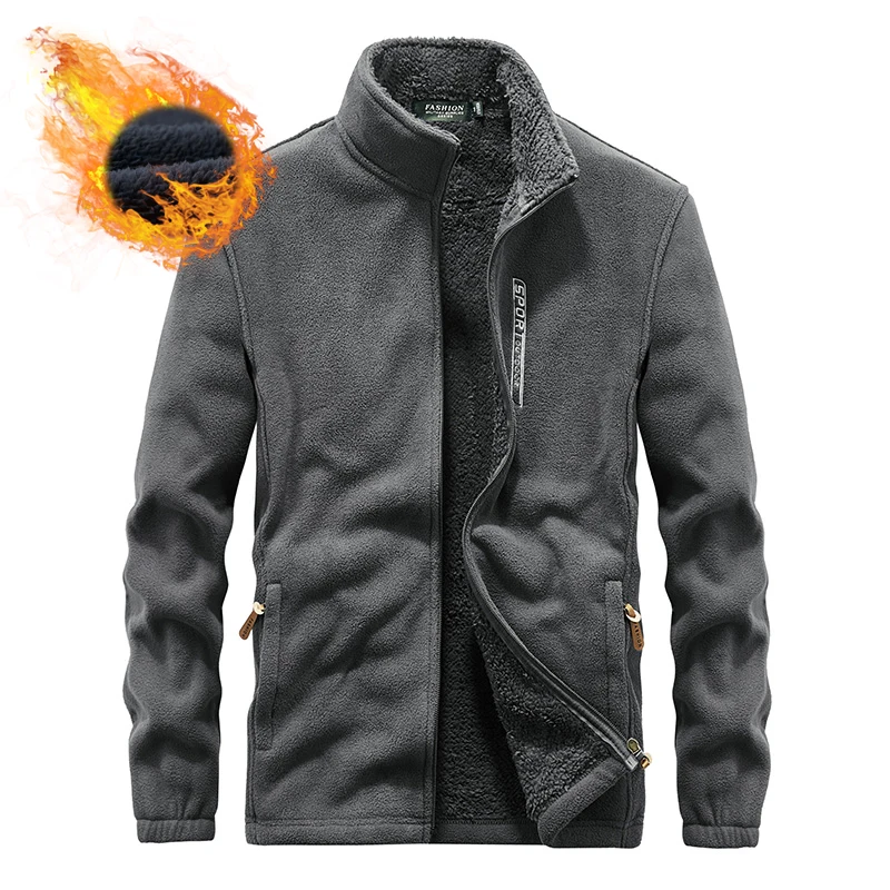 thumbnail image 1 of Chaqueta polar con bolsillos, chaqueta gruesa resistente al frío, abrigo cálido para otoño e invierno, sudaderas gruesas de alta calidad para hombre, 1 of 4