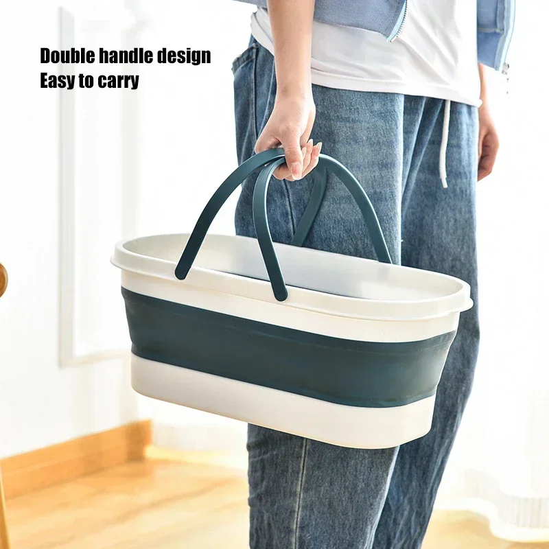 Folding Wash Basin Collapsible Wash Basin Foldable Wash Basin Folding Storage Bucket Portable Mop Bucket With Wheel