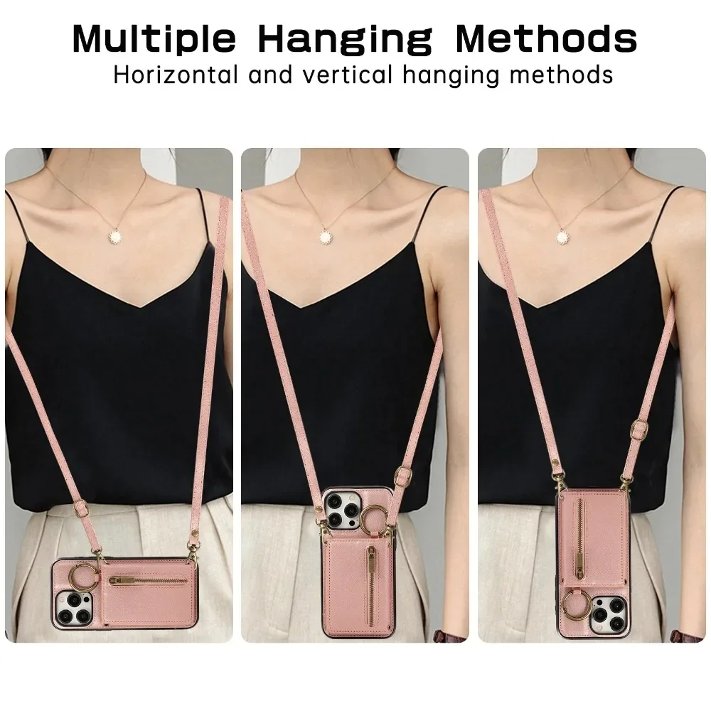 Sleek Crossbody Leather Phone Case with Zipper Wallet & Card Holder