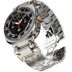 Luxury Stainless Steel Business Watch Band - No Gaps QuickFit Bracelet for Galaxy 9 8 44mm 40mm (Titanium color)
