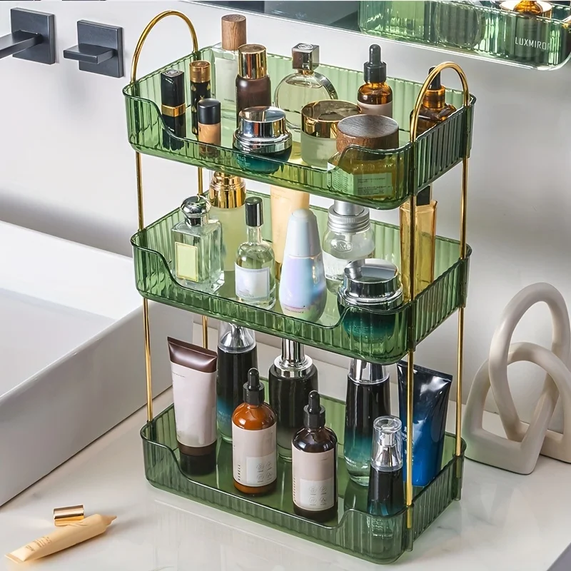 1pcs multilayer rectangular shelf high-quality transparent PET bathroom kitchen shelf cosmetic storage rack 6
