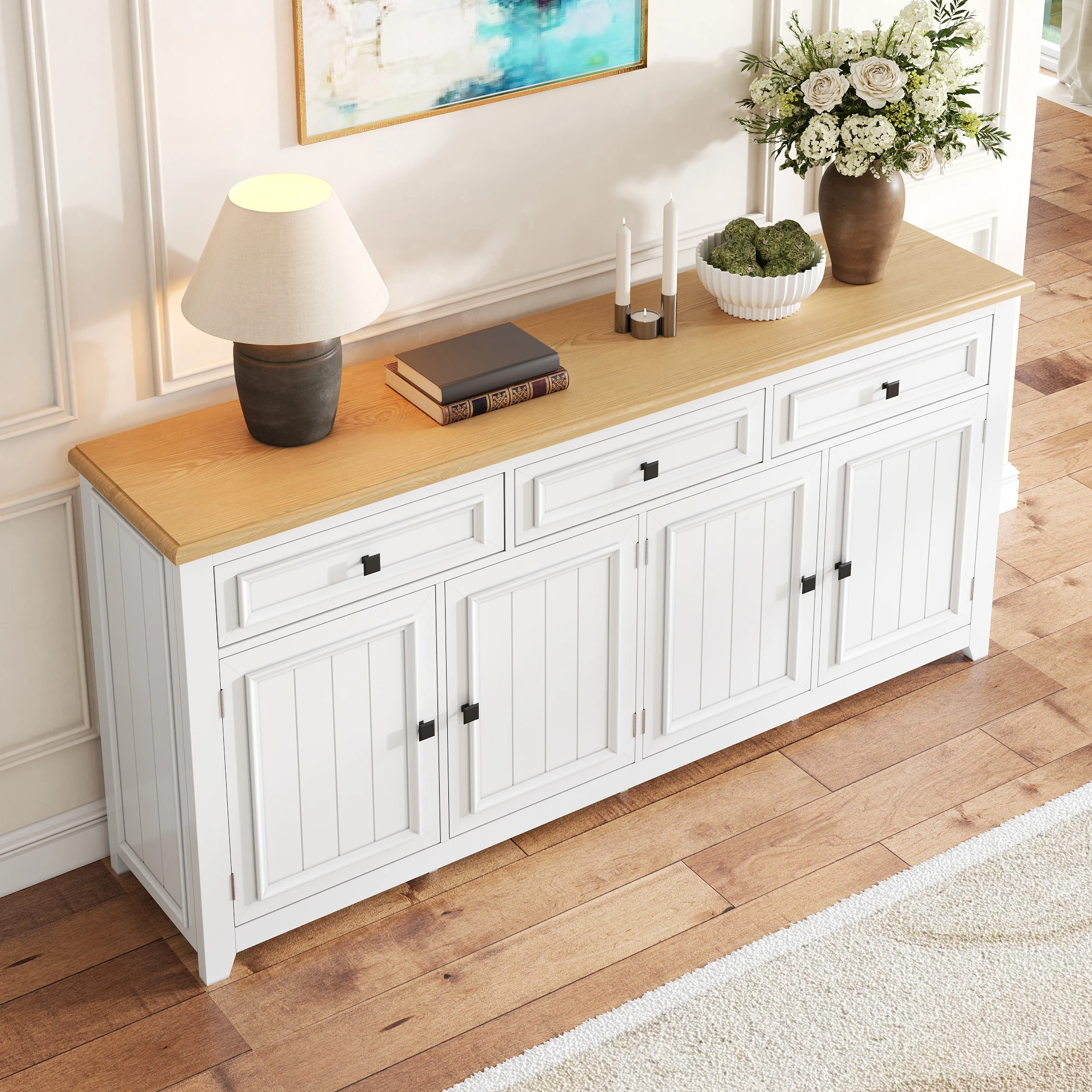 Modernes und einfaches Sideboard, moderner Sideboard-Schrank, Buffetschrank für Wohnzimmer, 160 l x 35 B x 76 H (cm) – Detail 10