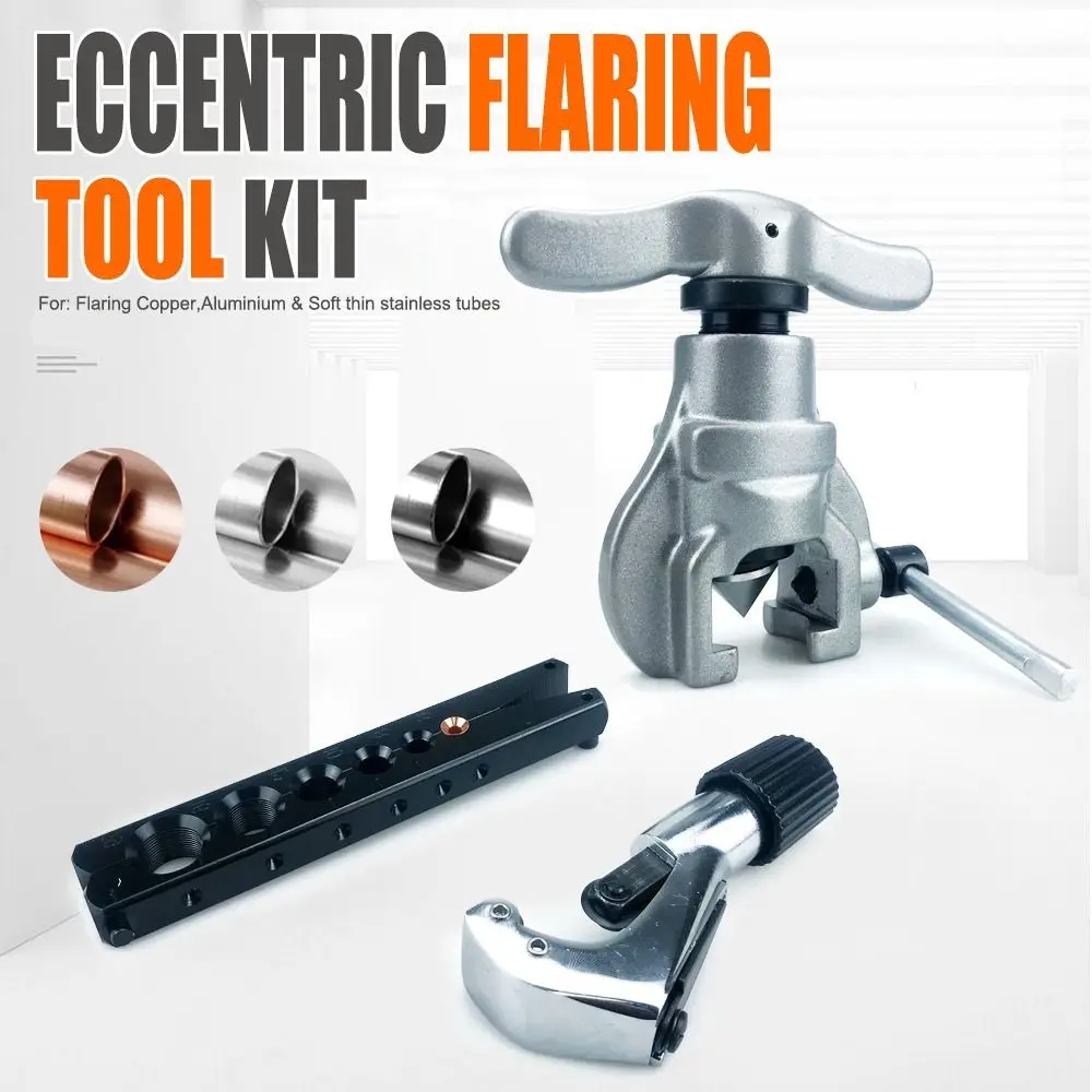 6-Hole Design Eccentric Tube Expander Single Clamp Plate Heavy Duty Copper Pipe Flaring Tool Inch/Metric Eccentric Cone Type