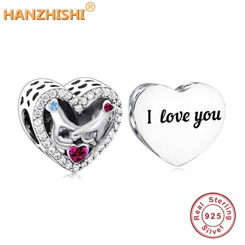 

I Love You Charms 925 Sterling Silver Heart Beads Fit Original Brand Charms Bracelets Necklaces DIY Jewelry Berloque