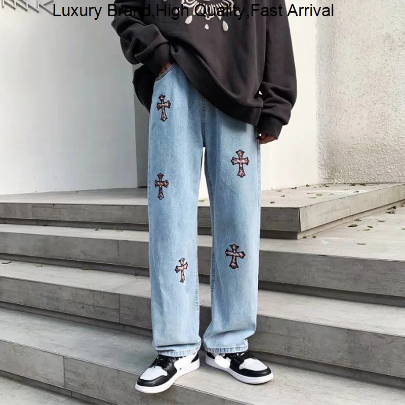 

HOP HIP Male Women y2k Printed Baggy Jeans Clothes Streetwear Denim For Men Vintage Straight Trousers Wide Leg Pants Man