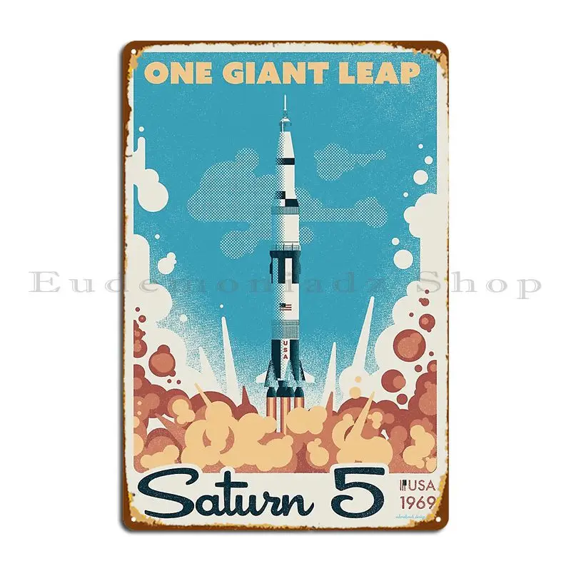 Retro Saturn V Metal Signs Club Kitchen Crea Decorazione Stampata Tin Sign Poster