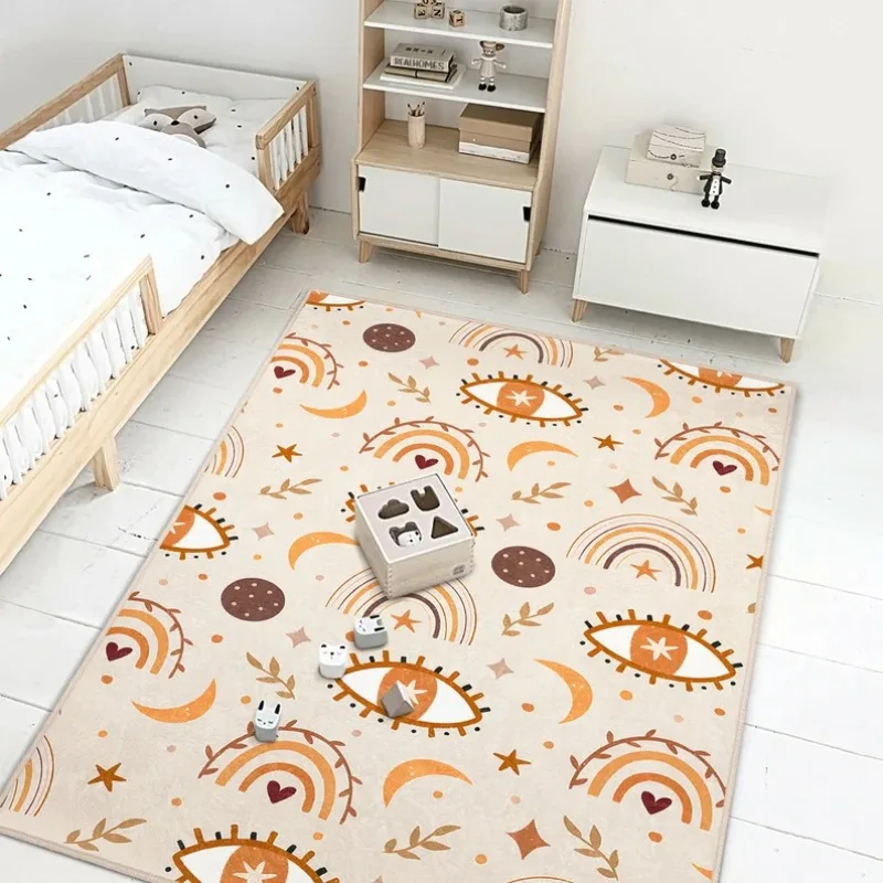Sun Newborn Rug Bohem Rectangular Toddler Carpet Rainbow Nursery Rugs Eye Boho Infant Mat Anti Slip Crawling Mat for Kid's Room 2