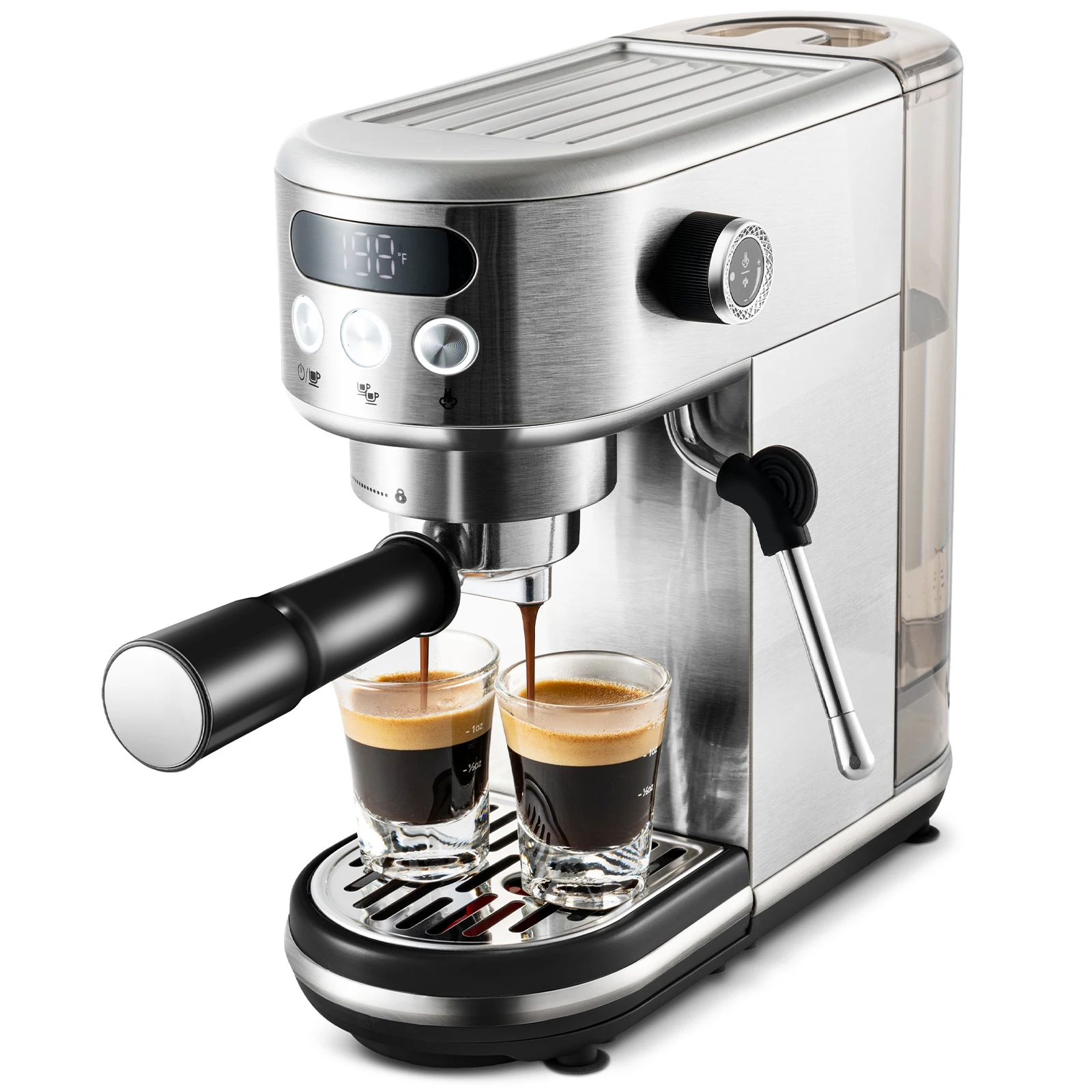 Macchina per caffè espresso Neretva da 20 bar Macchina per caffè espresso compatta con display LED e montalatte (220 V)