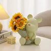 Nordic Bouquet Bear Living Room Decorations, Creative Vases, Home Entrance TV Cabinet Tabletop Decorations, Free Dried Flowers 3