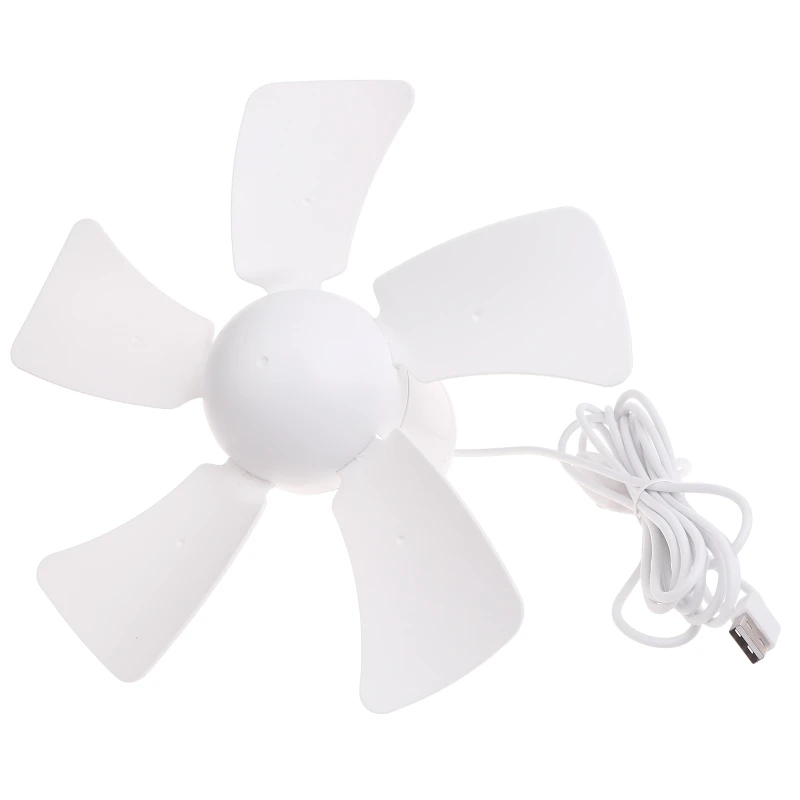 

Silent 5 Leaves USB Powered Canopy Ceiling Fan with Power Hanging Fan for Outdoor Camping Home Bed Tent Dorm