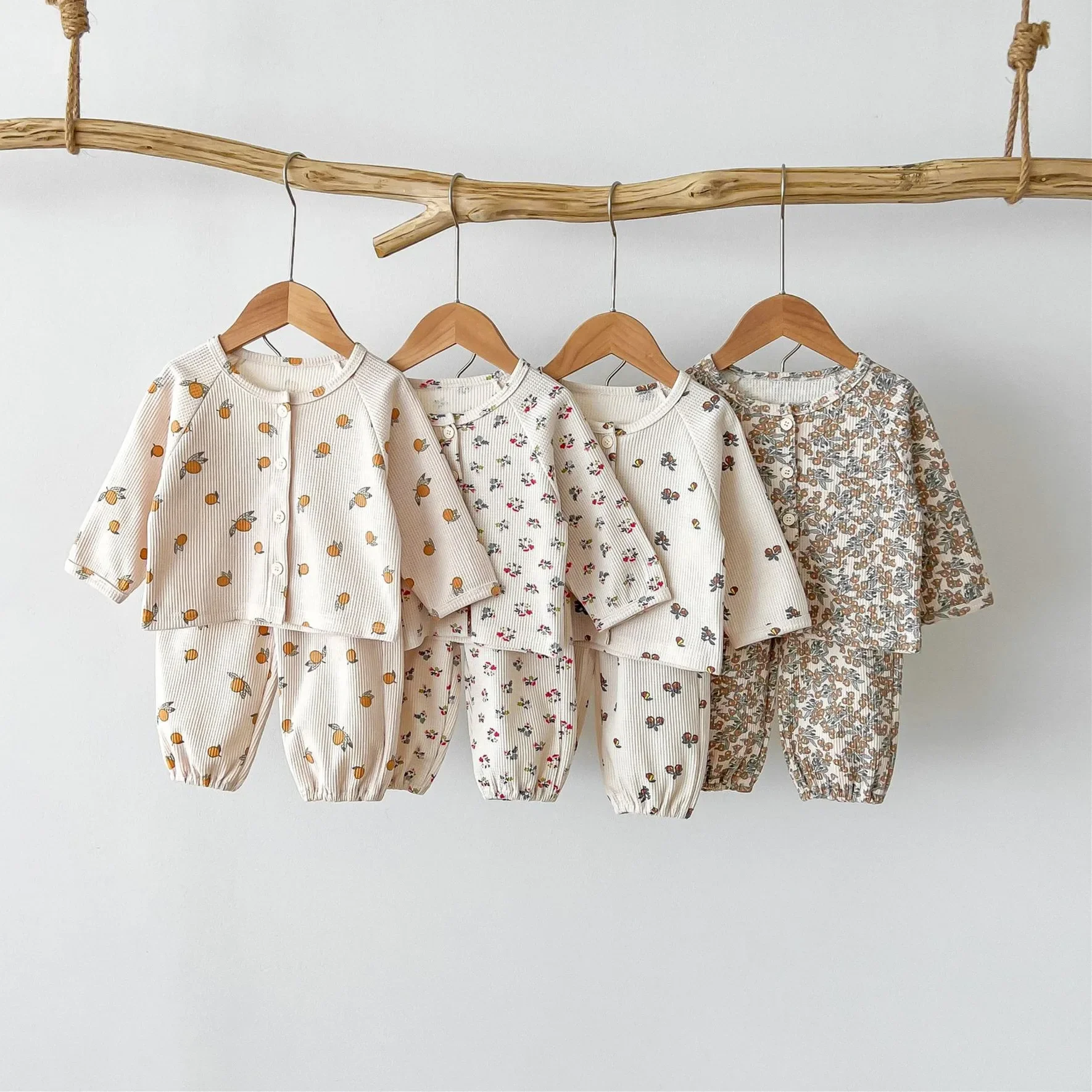 

Autumn New Printed Floral Baby Girls Homesuit Baby Clothes 2pc Longsleeve Bottoming Clothes Set Pajamas Waffle