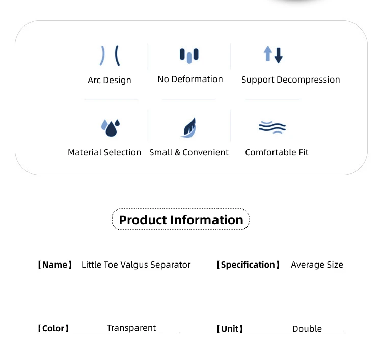 Description Picture 3 of item2pieces=1pair Toe Orthosis Clip Pads Big Foot Bone Care Tools Splitter Thumb Hallux Valgus Bunion Corrector Overlap Separators