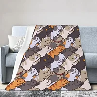 Cartoon Cat Throw Blanket Soft Fleece Blankets Plush Comfy Microfiber Throws Decor for Home Bed Couch Living Room Sofa 2