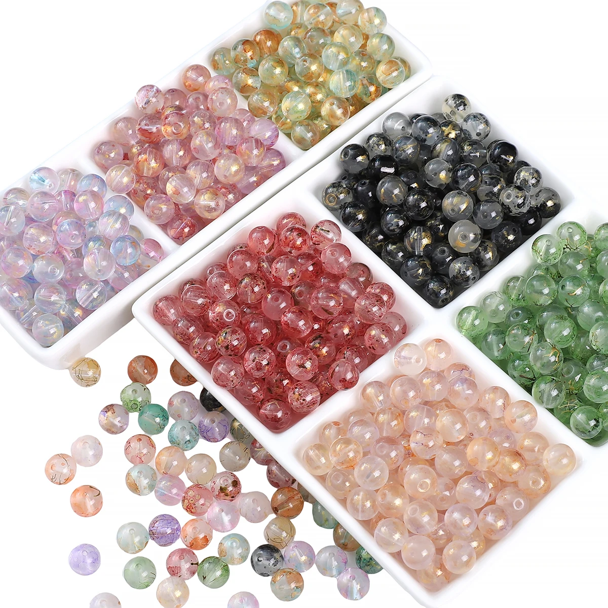 800-Piece Crystal Glass Beads Set – Clear AB Color, Mixed Shapes For DIY Jewelry Making, Bracelets, Necklaces & Crafts - View #4