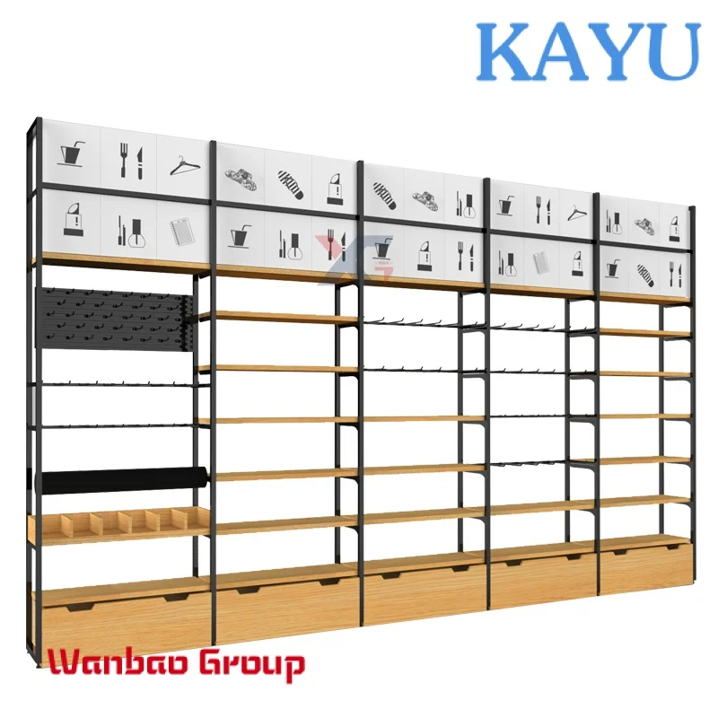 

Custom Hot sale customized wooden retail store display shelving system gift items standing display rack commercial boutique sho