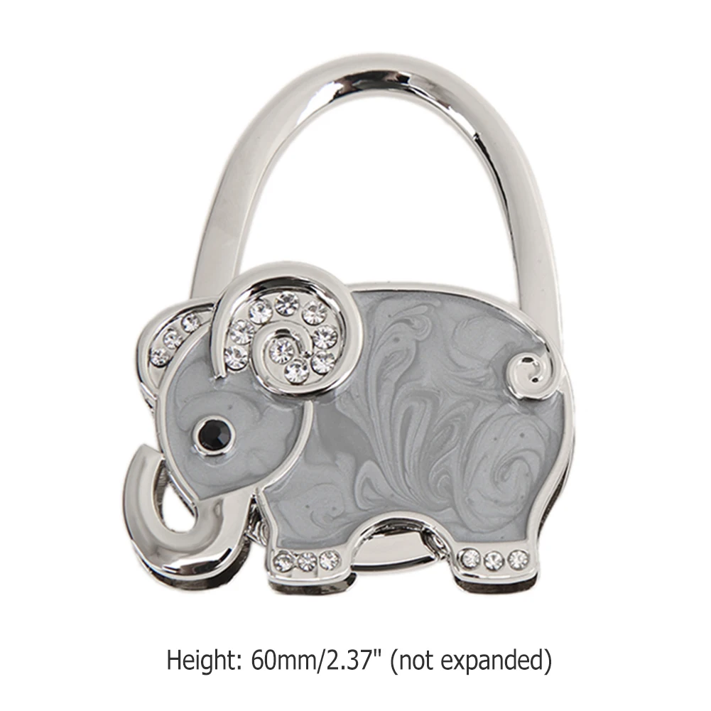 Zinc Alloy Table Hooks Elephant Shape Foldable Bag Hook Hanger Handbag Holder