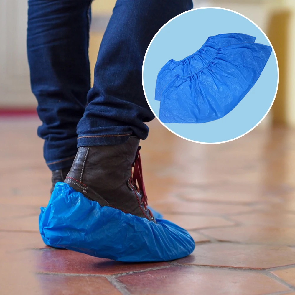 100PCS Disposable Waterproof Shoe Covers Anti Slip Dustproof Wear Resistant Shoe Cover Thickened Foot Cover For Workshop Indoor shoe covers