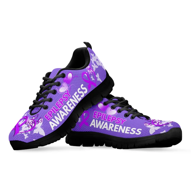 Purple Ribbon Print Shoe Laces (2 Pairs) - Epilepsy Store