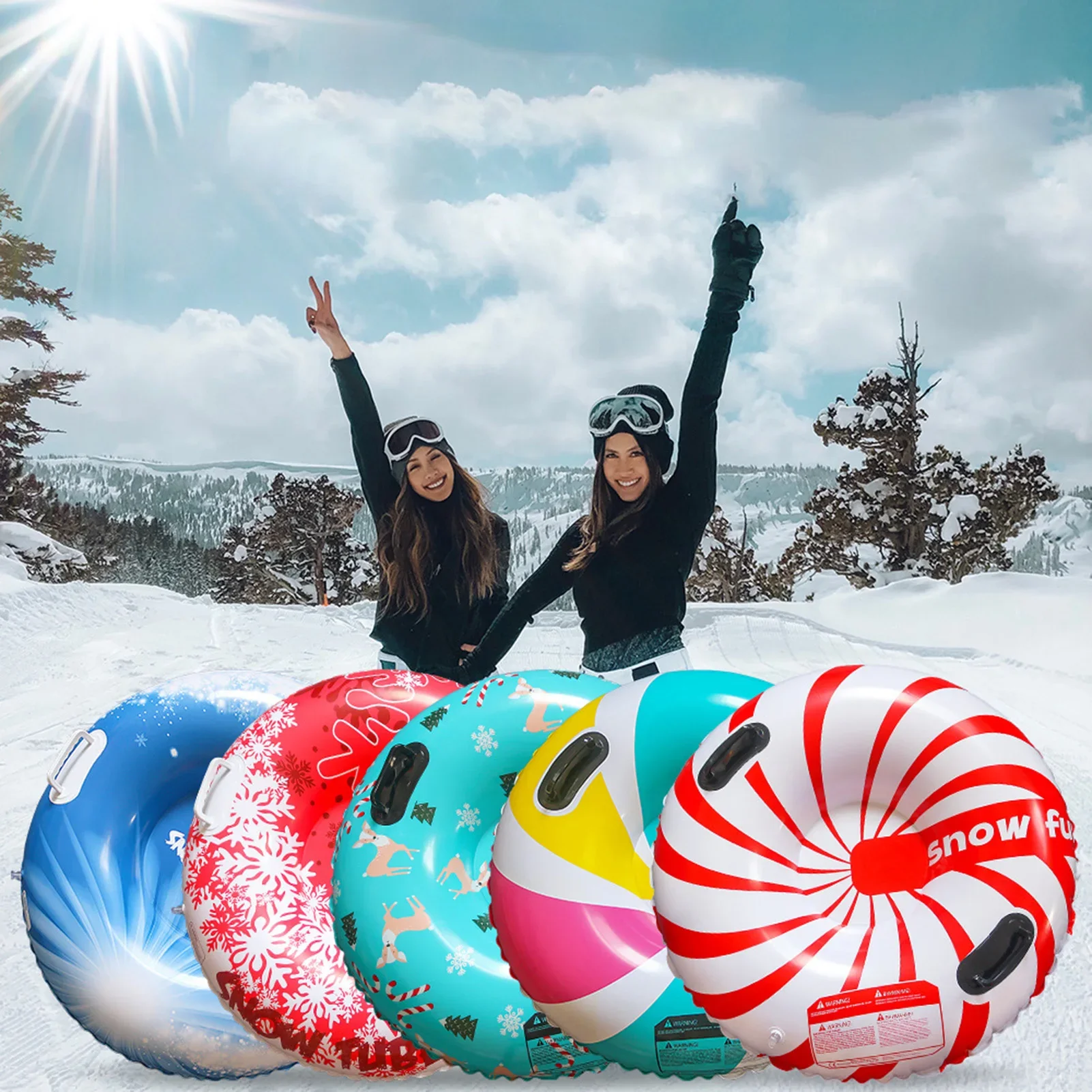 Snow Sledge Inflatable Ski Ring PVC Sledding Tube Thicken Snow Tubing Winter Snow Tube with Handle Skiing Accessories 4