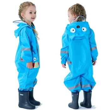 Raincoat For Kids Children Raincoat Waterproof Kids Boys Girls Jumpsuit Hooded One-Piece Raincoat Cartoon Dinosaur Baby Rainwear