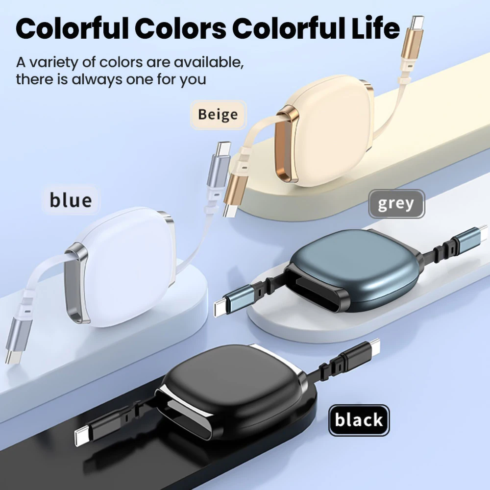 100W Retractable USB-C to USB-C Fast Charging Cable