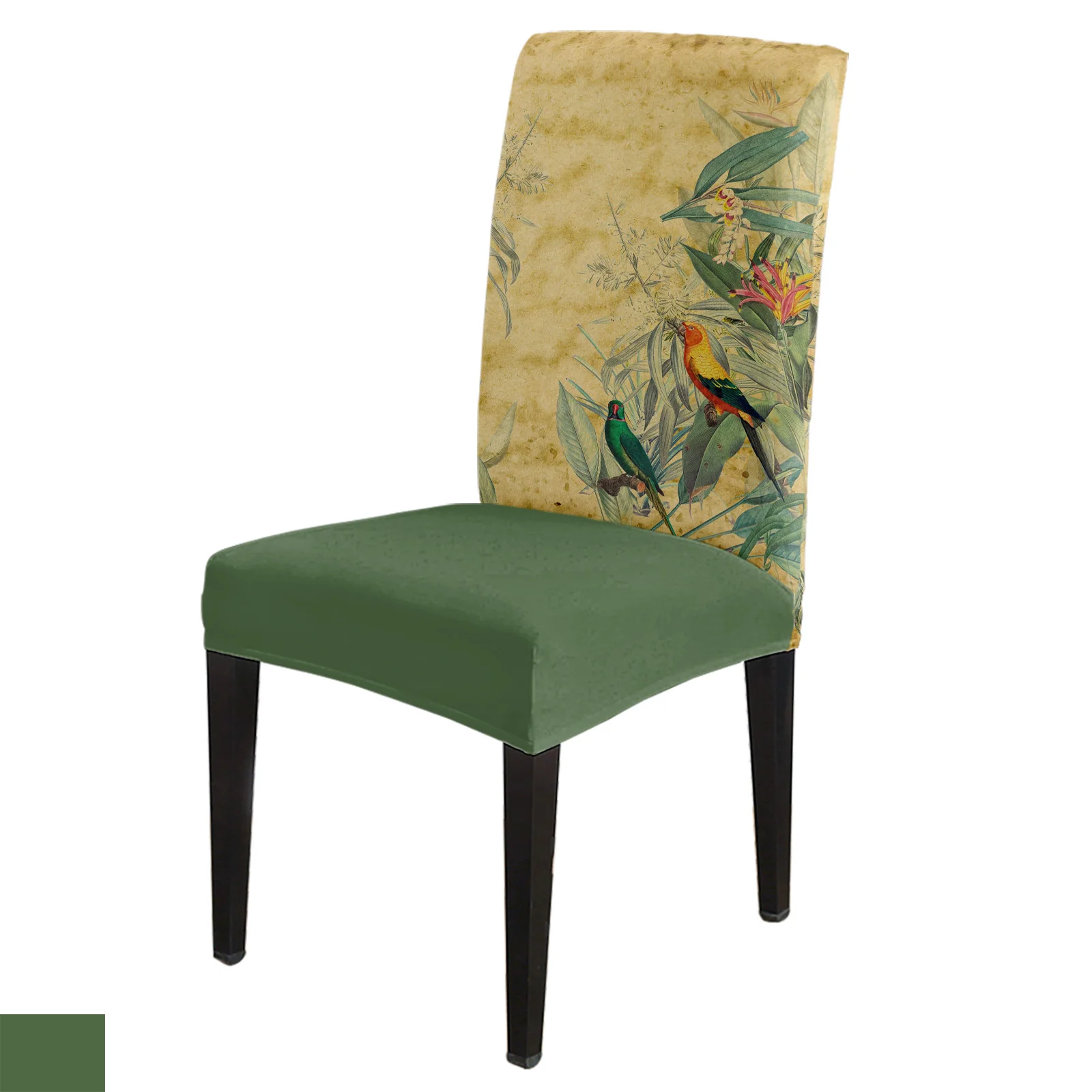

Parrot Flowers Plant Retro Dining Chair Cover 4/6/8PCS Spandex Elastic Chair Slipcover Case for Wedding Home Dining Room