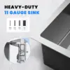 ROVATE 23×18 Inch Drop In Kitchen Sink Topmount Small Wet Bar Prep Sink 304 Stainless Steel 9 Inch Deep Single Bowl Sink Brushed 2