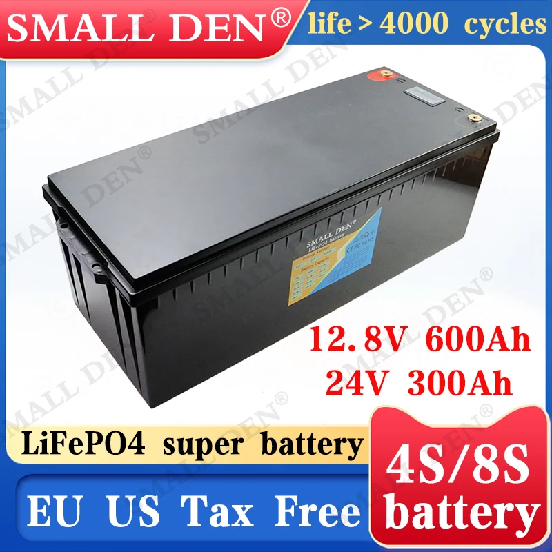 

12V 600Ah 24v 300ah LiFePO4 Battery 12.8V Power Batteries 4000 Cycles For 24v RV Campers Golf Cart Off-Road Off-grid Solar Wind