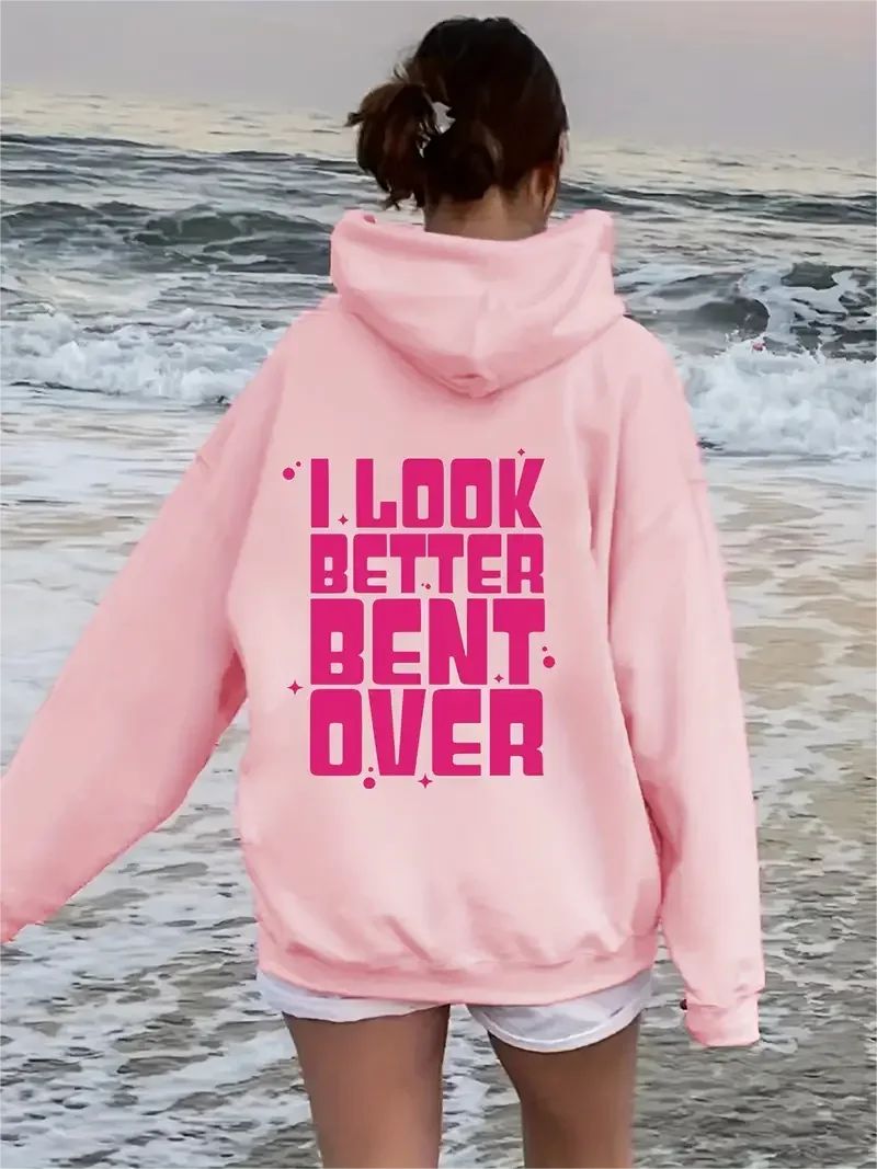 Women's Letter Print Simple Hoodie, Versatile Drawstring Sweatshirt, Kangaroo Pocket Hoodies, Women's Clothing