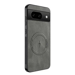 Luxury Lightning Leather Phone Case with Magnetic Wireless Charging and Shockproof Protection - Google Pixel 7a (Gray)