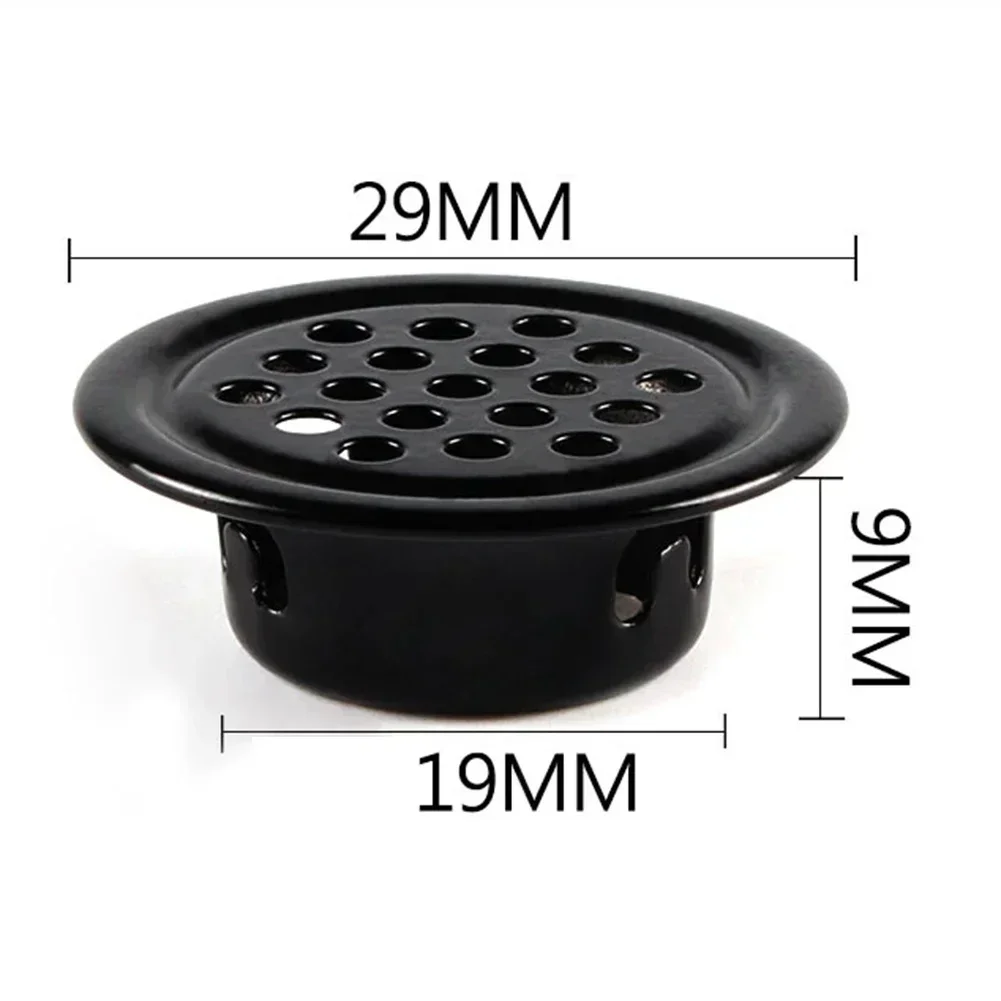 10X Metal Cabinet Cupboard Round Air Vent Grill Cover Ducting Ventilation Home 19/25/29/35/53mm Parts For Wardrobes Shoe Cabinet air vent grille ventilation grille air vent cover ducting ventilation cover