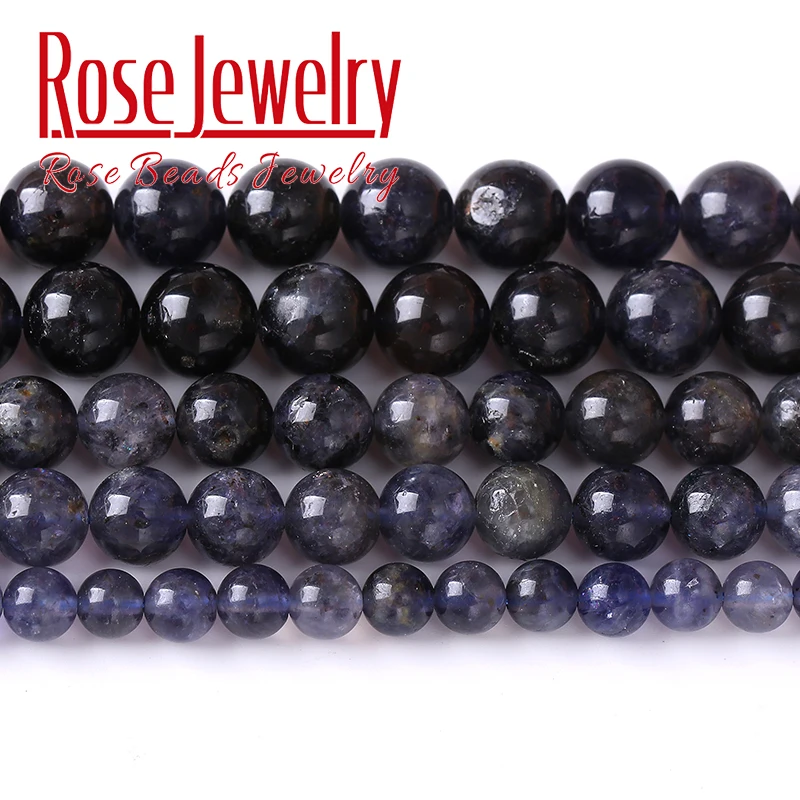 Vera Pietra Naturale Di Cordierite Iolite Semi-Preziosa Perline Di Quarzo Purpel Per Gioielli Che Fanno Perline Rotonde Bracciali Fai Da Te 6/8/10Mm 1