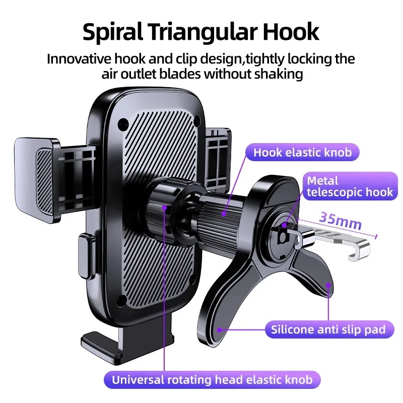 Supporto per telefono da auto a gravità per iPhone, Xiaomi, Samsung, supporto per cellulare da auto per cruscotto, parabrezza, bocchetta dell'aria. - Image 2