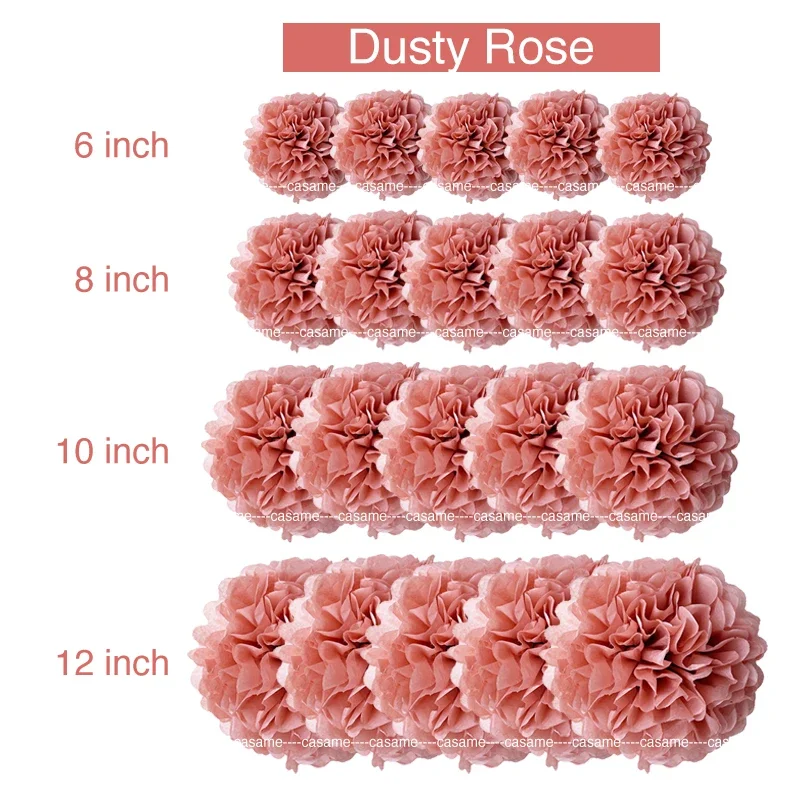 25 Pompon Di Carta A Forma Di Fiore – Oro, Rosa, Cipria, Crema – Decorazioni Per Feste, Compleanni E Matrimoni