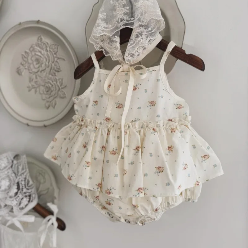 ZOETOPKID Neue Sommerkollektion 0-24M Babykleidung für Mädchen, Ärmelloser Baumwoll-Strampler mit Blumenmuster für Neugeborene und Kleinkinder