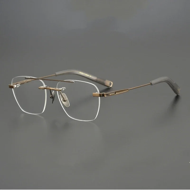 

DTX419 Pure Titanium Rimless Frame Glasses Men Prescription Eyeglasses Myopia Optical Frames Women Double Bridge Square Eyewear