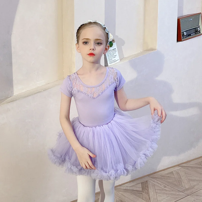 

Hot Sale High Quality Kids Lace Dance Leotards Girls Ballet Tutu Skirt Children Ballet Set